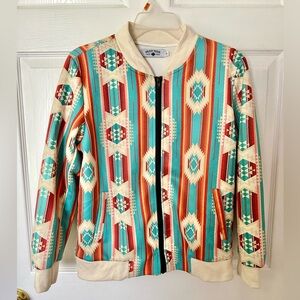 Crazy Train Full Zip Up Western Aztec Geometric Style Jacket